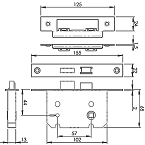 Eurospec 2 Lever Nickel plate Rebated Sashlock 64mm Case - 44mm Backset 4 Eurospec 2 Lever Nickel plate Rebated Sashlock 64mm Case - 44mm Backset - Image 2