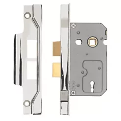 Eurospec 2 Lever Nickel plate Rebated Sashlock 64mm Case - 44mm Backset