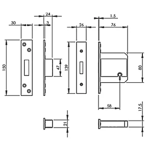 Smith & Locke Satin SS BS 5-Lever Mortice Deadlock 77mm Case - 57mm Backset 4 Smith & Locke Satin SS BS 5-Lever Mortice Deadlock 77mm Case - 57mm Backset - Image 2