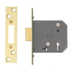 Yale 5 Lever Polished Brass 5-Lever Mortice Deadlock 76mm Case - 57mm Backset
