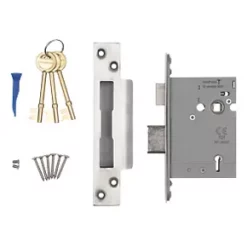 Smith & Locke Satin Stainless Steel BS 5-Lever Mortice Sashlock 78mm Case - 57mm Backset