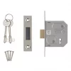 Smith & Locke 3 Lever Nickel-Plated 3-Lever Mortice Deadlock 64mm Case - 44mm Backset -Bolts Shop 3090G P