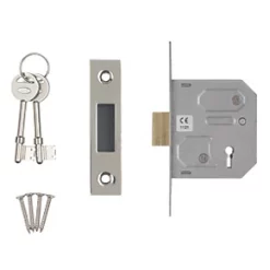 Smith & Locke 3 Lever Nickel-Plated 3-Lever Mortice Deadlock 64mm Case - 44mm Backset