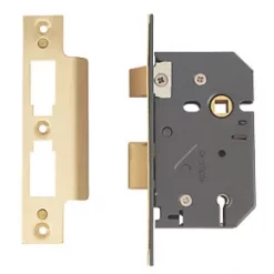 Yale 5 Lever Polished Brass 5-Lever Mortice Sashlock 64mm Case - 45mm Backset