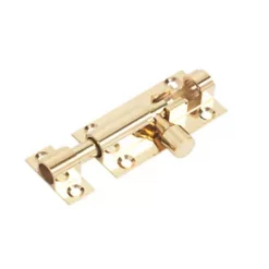 Straight Door Bolt Polished Brass 51mm