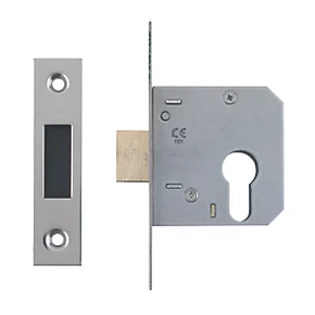 Smith & Locke Nickel-Plated Euro Profile Deadlock 64mm Case - 44mm Backset 3 Smith & Locke Nickel-Plated Euro Profile Deadlock 64mm Case - 44mm Backset