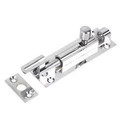 Necked Door Bolt Polished Chrome 76mm
