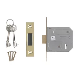 Smith & Locke 3 Lever Electric Brass 3-Lever Mortice Deadlock 76mm Case - 57mm Backset