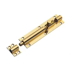 Straight Barrel Door Bolt Polished Brass 152mm