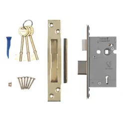 Smith & Locke Stainless Brass BS 5-Lever Mortice Sashlock 66mm Case - 45mm Backset