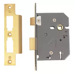 Yale 5 Lever Polished Brass 5-Lever Mortice Sashlock 76mm Case - 57mm Backset