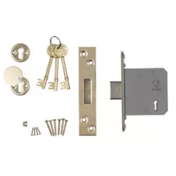 Smith & Locke Satin Brass BS 5-Lever Mortice Deadlock 76mm Case - 57mm Backset